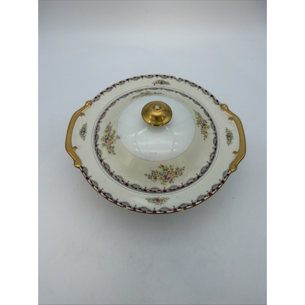 Noritake "Mystery #56" Round Covered Vegetable Serving Bowl w/ Tab Handles,
